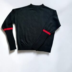 Black Mock Turtleneck Sweater with Red Accents
